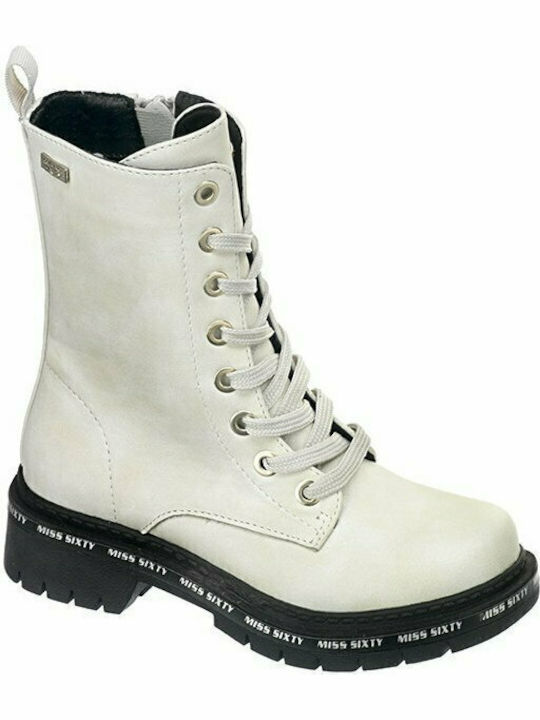 Anatomical Leather Kids Boots with Zipper White