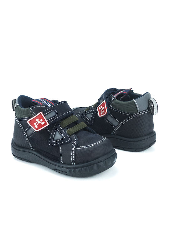 Ghete Copii din Piele cu Velcro Negre