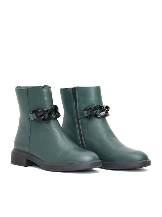 Mille Luci Leather Women's Ankle Boots Green