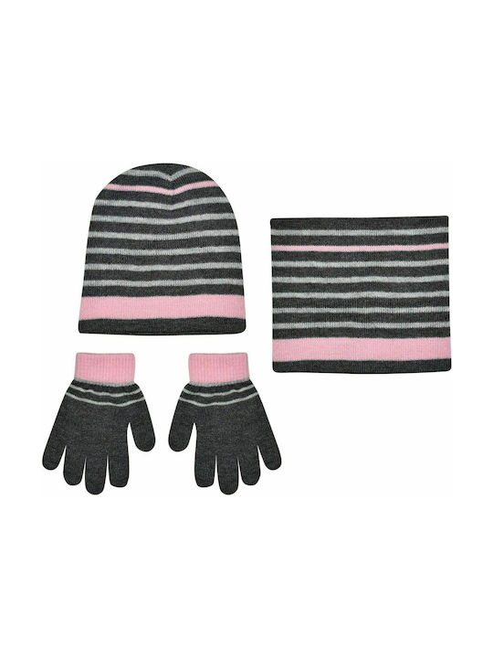 Stamion Kids Beanie Set with Scarf & Gloves Knitted Multicolour