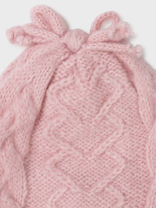 Kids Beanie Set with Scarf & Gloves Knitted Pink