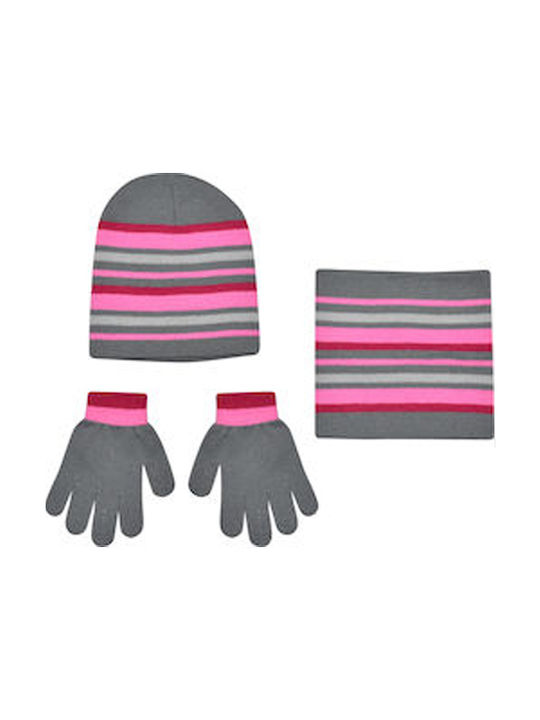 Stamion Kinder Mütze Set mit Schal & Handschuhe Gestrickt Gray