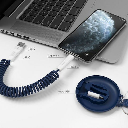 Vonmählen Allroundo C Spirale USB zu Blitzschlag Kabel Blau 0.75m (R015P0002)