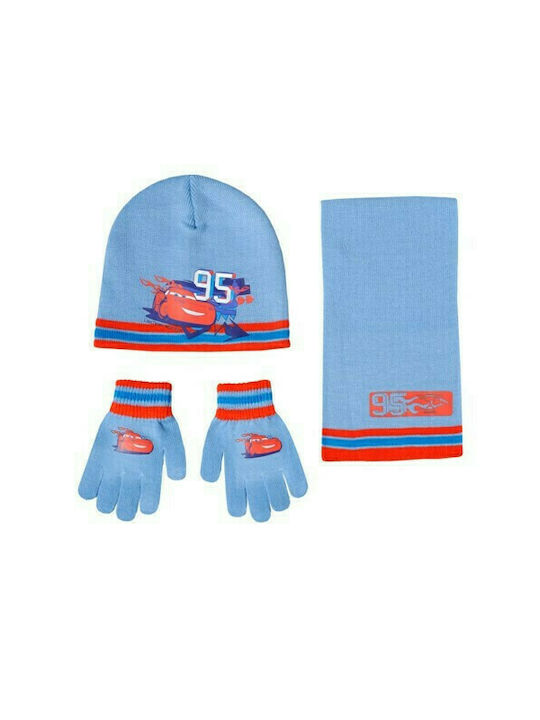 Stamion Kids Beanie Set with Scarf & Gloves Knitted Light Blue