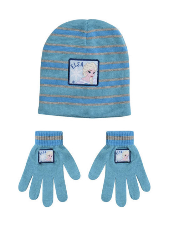 Stamion Kids Beanie Set with Gloves Knitted Light Blue