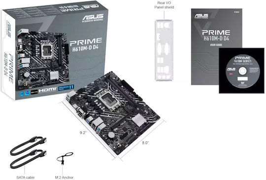 Asus Prime H610M-D D4 Motherboard Micro ATX με Intel 1700 Socket 90MB1A00-M0EAY0