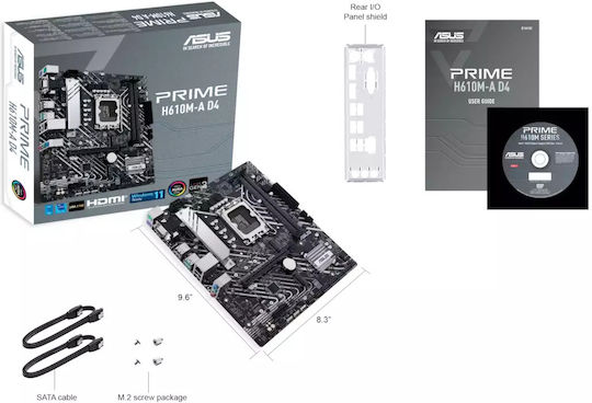 Asus Prime H610M-A D4 Motherboard Micro ATX με Intel 1700 Socket 90MB19P0-M0EAY0