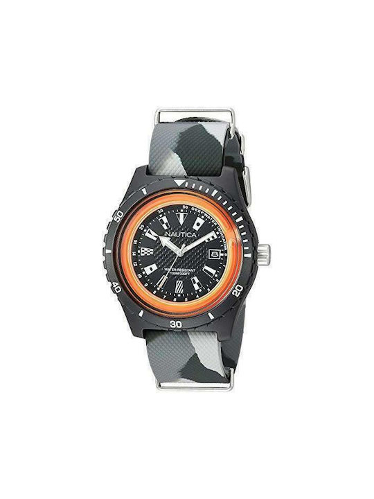 Nautica Watch Battery with Gray Rubber Strap NAPSRF005