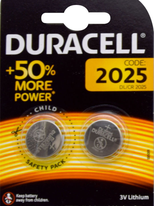 Duracell Long Lasting Power Μπαταρίες Λιθίου Ρολογιών CR2025 3V 2τμχ
