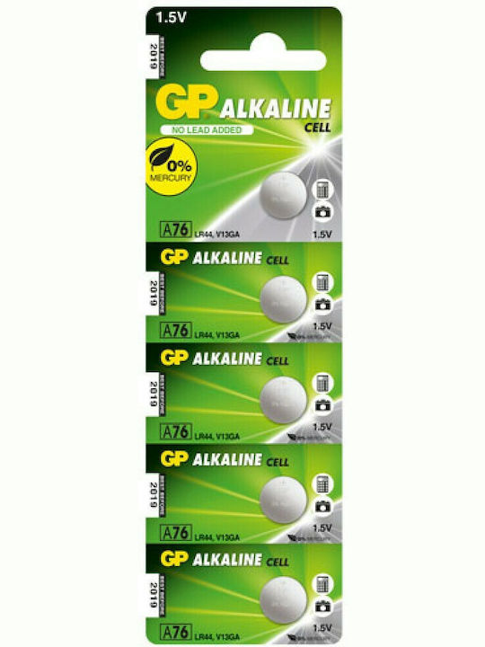 GP Batteries Alkaline Cell A76 Μπαταρίες Λιθίου LR44 1.5V 5τμχ