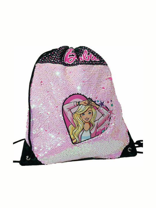 Gim Barbie Sparkle Παιδική Τσάντα Πουγκί Ροζ 30εκ.