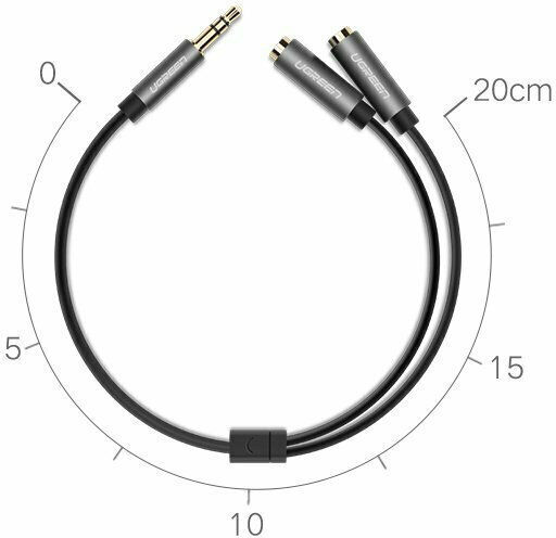Ugreen 3.5mm Jack Cable 3.5mm Male - 3.5mm Female Black 0.2m With Gold Plated Terminals 10532