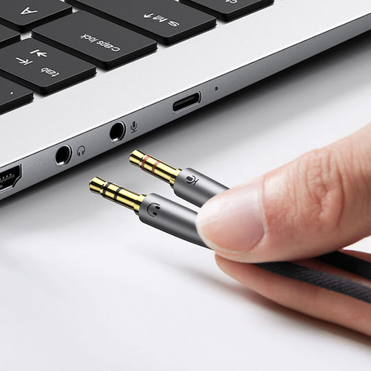 Ugreen 3.5mm Male to 3.5mm Female Audio Cable Gray 0.2m with Gold Plated Terminals 50255