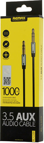 Remax Cablu Audio 3,5 mm Male - 3,5 mm Male Negru 1 m Cu Terminale Placate Cu Aur RM-L100