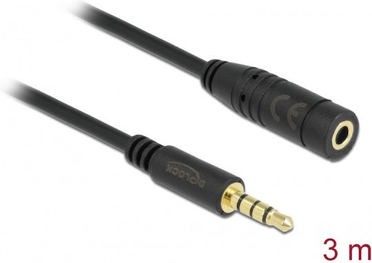 DeLock 3.5mm Jack Cable 3.5mm Male - 3.5mm Female Black 3m With Gold Plated Terminals 84668