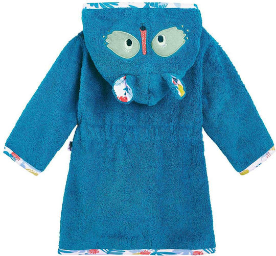 Petit Beguin Kids Hooded Bathrobe Ouistiti Blue