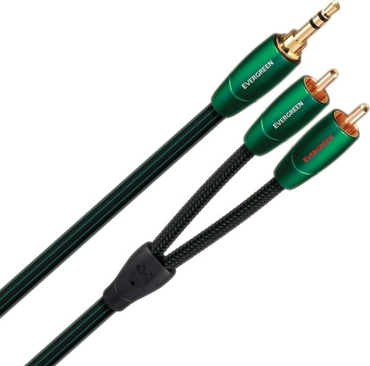 Audioquest 3.5mm Male To RCA Male Audio Cable Green 1m With Gold Plated Terminals Evergreen
