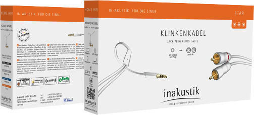 Inakustik 3.5mm Male To RCA Male Audio Cable White 3m With Gold Plated Terminals 00310003
