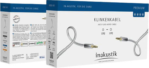 Inakustik Inakustik 3.5mm Jack Cable - 3.5mm Male to 3.5mm Male White Length 3.0m with Gold Plated Terminals