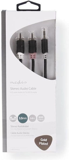 Nedis Καλώδιο Ήχου 3.5mm male - RCA male Μαύρο 3m με Επίχρυσους Ακροδέκτες CABW22200AT30