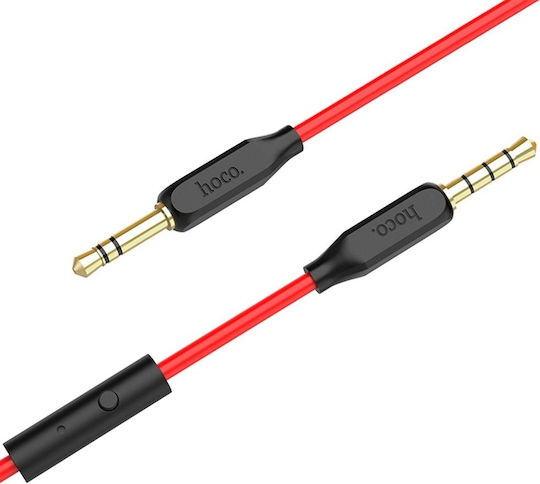 Hoco Hoco TRRS 3.5mm Male to 3.5mm Male Audio Cable Red 1m with Gold Plated Terminals