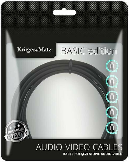 Kruger & Matz 3.5mm Male To RCA Male Audio Cable Black 5m With Gold Plated Terminals KM1217