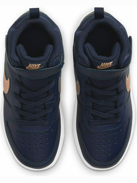 Court Court Borough Mid 2 Kids Sports Shoes with Hoop & Loop Closure Navy Blue