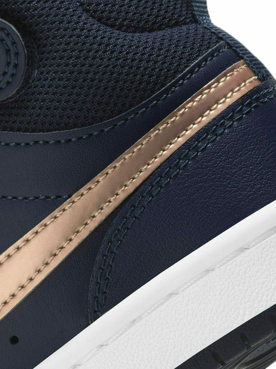 Court Court Borough Mid 2 Kids Sports Shoes with Hoop & Loop Closure Navy Blue