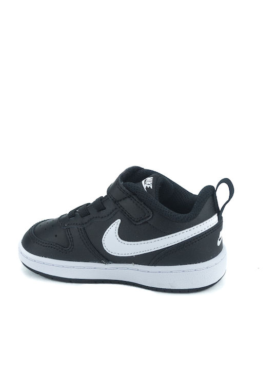 Court Borough Kids Sports Shoes with Hoop & Loop Closure Black White