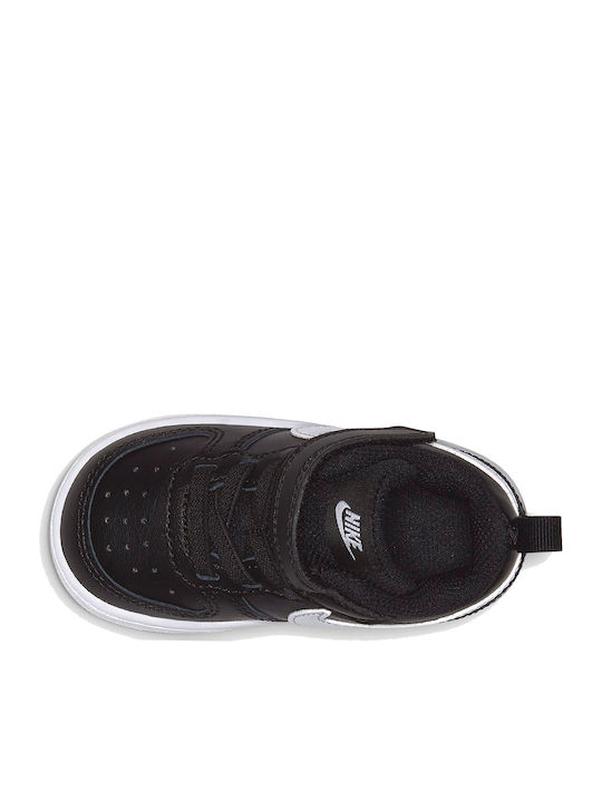 Court Borough Kids Sports Shoes with Hoop & Loop Closure Black White