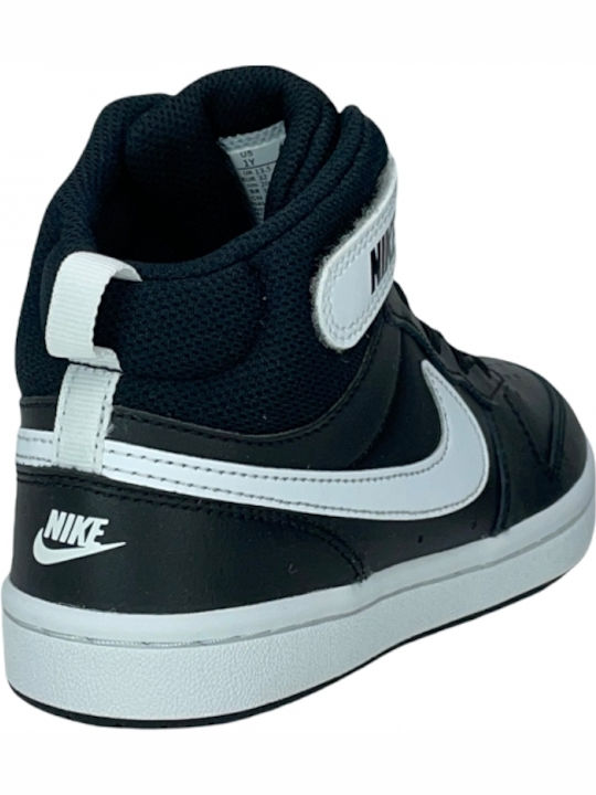 Court Court Borough Mid 2 Kids Sports Shoes with Hoop & Loop Closure Black / White