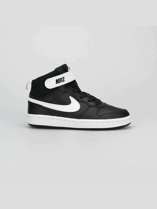 Court Court Borough Mid 2 Kids Sports Shoes with Hoop & Loop Closure Black / White