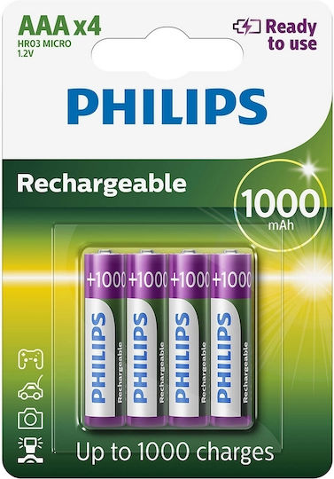 Philips R03B4RTU10 Презареждащи батерии AAA Ni-MH 1000mAh 1.2V 4бр