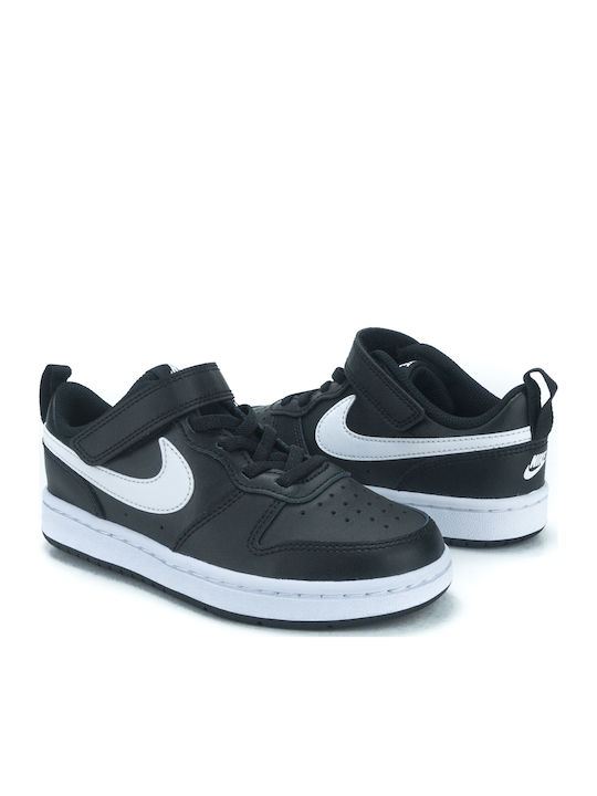 Court Court Borough 2 Kids Sports Shoes Basketball with Hoop & Loop Closure Black / White