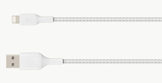Belkin Braided USB-A to Lightning Cable 12W White 2m (CAA002bt2MWH)