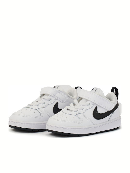 Court Borough Low 2 Kids Sports Shoes with Hoop & Loop Closure White Black