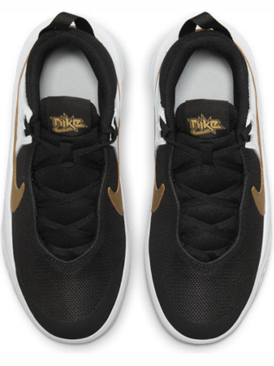 Hustle Team Hustle D 10 Kids Sports Shoes Basketball with Laces Black / Metallic Gold / White