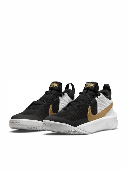 Hustle Team Hustle D 10 Kids Sports Shoes Basketball with Laces Black / Metallic Gold / White