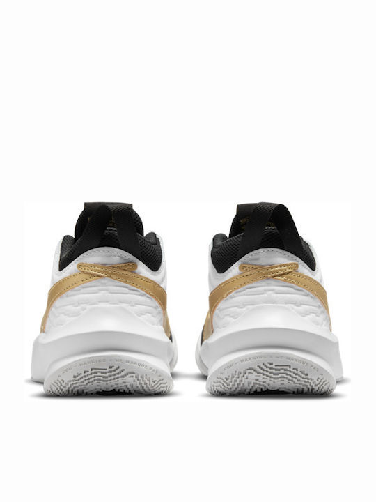 Hustle Team Hustle D 10 Kids Sports Shoes Basketball with Laces Black / Metallic Gold / White