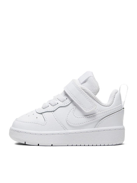 Court Borough Low 2 Kids Sports Shoes with Hoop & Loop Closure White Black