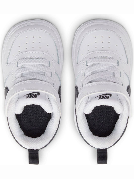 Court Borough Low 2 Kids Sports Shoes with Hoop & Loop Closure White Black