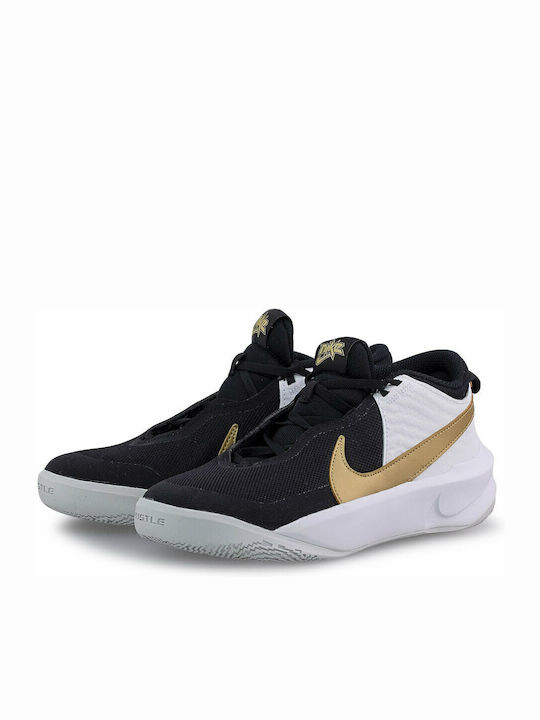Hustle Team Hustle D 10 Kids Sports Shoes Basketball with Laces Black / Metallic Gold / White