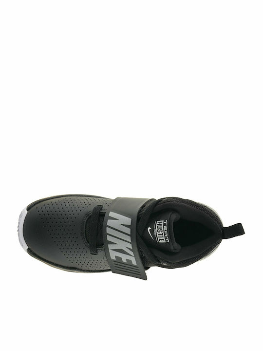 Hustle Team Hustle D 8 PSV Kids Sports Shoes Basketball with Hoop & Loop Closure Black / Metallic Silver / White