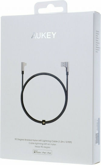 Aukey Winkel (90°) / Geflochten USB-A zu Lightning Kabel Schwarz 1.2m (CB-BAL6)
