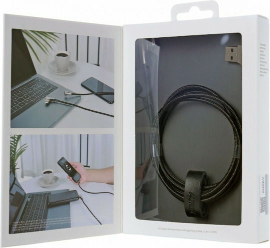 Aukey Winkel (90°) / Geflochten USB-A zu Lightning Kabel Schwarz 1.2m (CB-BAL6)