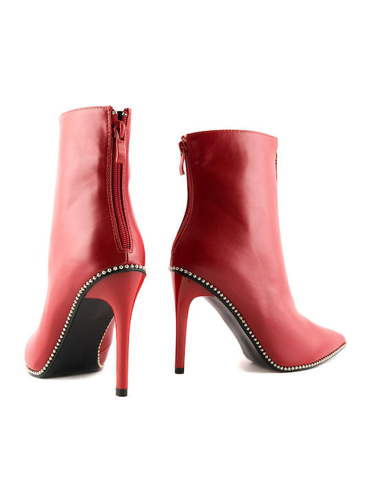 529 Women's Patent Leather Ankle Boots with High Heel Red