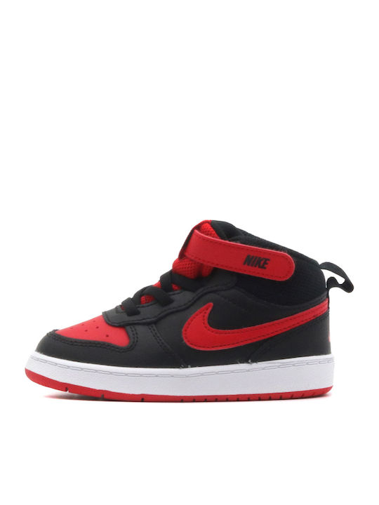 Court Court Borough MID 2 TDV Kids Sports Shoes with Hoop & Loop Closure Black / White / University Red