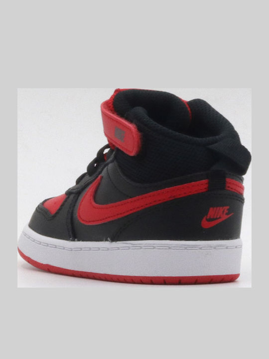 Court Court Borough MID 2 TDV Kids Sports Shoes with Hoop & Loop Closure Black / White / University Red