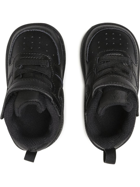 Court Borough Low 2 TDV Kids Sports Shoes with Hoop & Loop Closure Black