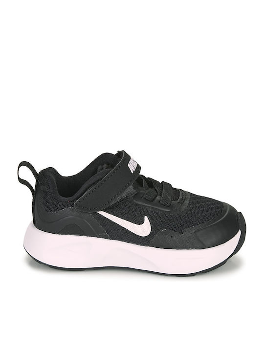 Wearallday Kids Sports Shoes Running with Hoop & Loop Closure Black / White